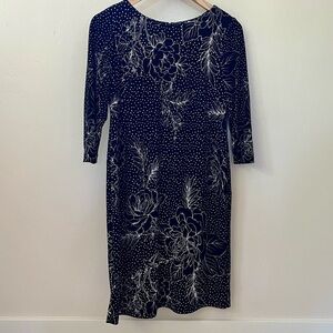 A Pea in the Pod Navy and White Floral Midi Dress